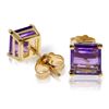 Image 1 : 14K YELLOW GOLD 1.75ct AMETHYSTS STUD EARRING