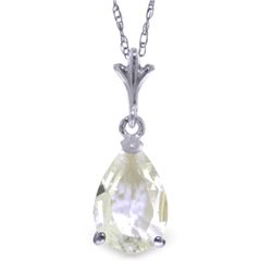 14K WG 1.50ct PEAR SHAPE WHITE TOPAZ NECKLACE