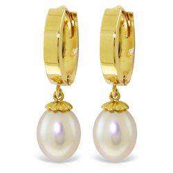 14k Solid Gold Freshwater Pearl Dangle Earrings