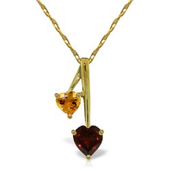 14K YG 0.90ct GARNET & .50ct CITRINE HEART NECKLACE