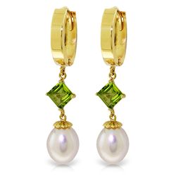 14k Solid Gold 1.50ct Peridot & Pearl Earrings