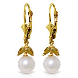 14k YG 0.40ct Citrine & Pearl Petite Earrings