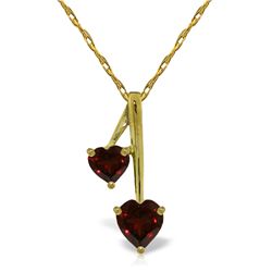 14k Solid Gold Garnet Hearts Necklace