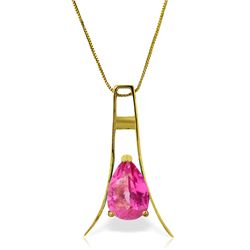 14k Solid Gold 1.50ct Pink Topaz Necklace