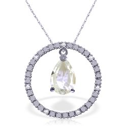 14K White Gold 6.5ct White Topaz & Diamond Necklace