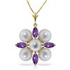 Image 1 : 14k Solid Gold Clustered Pearls & Amethyst Necklace