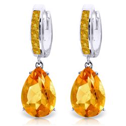 14K White Gold 12.0ct & 1.2ct Citrine Huggie Earring