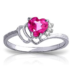 14k Solid Gold 0.95ct Pink Topaz & Diamond Ring