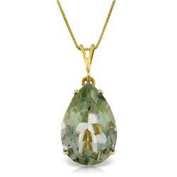 14k Solid Gold 5.0ct Green Amethyst Drop Necklace