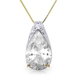 14k Solid Gold 5.0ct White Topaz Drop Necklace