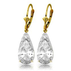 14k Solid Gold 10.0ct White Topaz Dangle Earrings