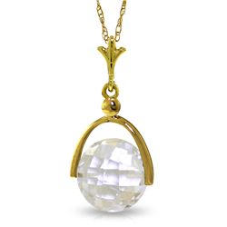 14k Solid Gold 3.65ct White Topaz Necklace