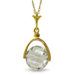 14k Solid Gold 3.25ct Green Amethyst Necklace