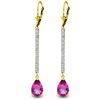Image 1 : 14k Solid Gold 3.50ct Pink Topaz & Diamond Earrings
