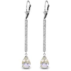 14k Solid Gold 3.50ct White Topaz & Diamond Earrings