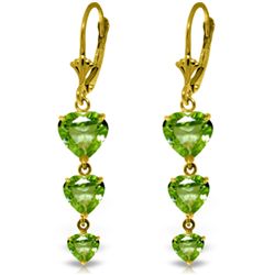 14k Solid Gold Peridot Heart Dangle Earrings