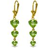 Image 1 : 14k Solid Gold Peridot Heart Dangle Earrings