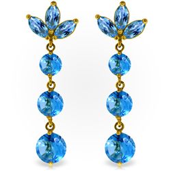 14k Yellow Gold Blue Topaz Chandelier Earrings