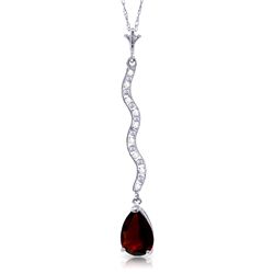 14k Solid Gold 1.75ct Garnet & Diamonds Necklace