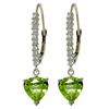 Image 1 : 14k WG 3.25ct Heart Peridot w/ DIAMONDS Earrings