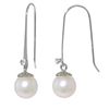 Image 1 : 14k WG Fish Hook 4.00ct Pearl w/ DIAMOND Earring