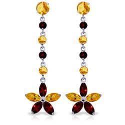 14K White Gold 1.68ct .50ct Garnet & Citrines Earring