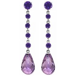 14k WG 21.00ct BRIOLETTE Amethyst Chandelier Earrings