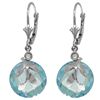 Image 1 : 10.60ct Blue Topaz w/ DIAMOND Leaf Earrings in 14k WG
