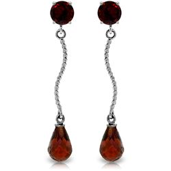 14K White Gold 3.0ct & 1.30ct Garnet Dangling Earring