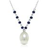 Image 1 : 14K White Gold 4.0ct Pearl & Sapphire Necklace