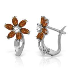 14k Solid Gold 1.0ct Garnet & Diamond Earrings