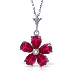 14k Solid Gold 2.20ct Ruby & Diamond Necklace