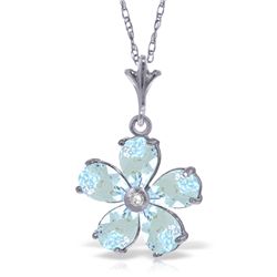 14k Solid Gold 2.20ct Aquamarine & Diamond Necklace