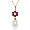 Image 1 : 14k Solid Gold Ruby, Pearl & Diamond Necklace