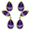 Image 1 : Amethyst Leaf Dangle Earrings in 14k Yellow Gold
