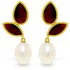 Image 1 : 14K YG 5.00ct PEARL & GARNET CHANDELIERS EARRING