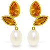 Image 1 : 14K YG 8.00ct PEARL & CITRINES CHANDELIERS EARRING
