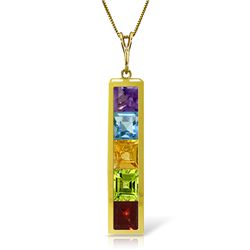 14k Solid Gold Multi Gemstone Necklace