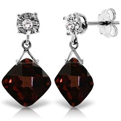 14K White Gold 17.50ct Garnet & Diamond Earring