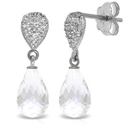 14k 4.50ct White Topaz with Diamond Drop Earrings