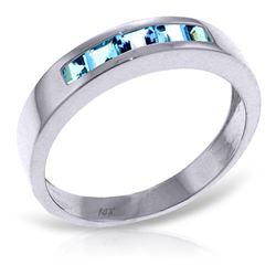 14K White Gold .60cr Princess Blue Topaz Ring