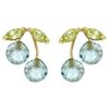 Image 1 : 14k Gold Blue Topaz with Peridot Petite Earrings