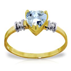 14k Solid Gold 0.95ct Aquamarine & Diamond Ring