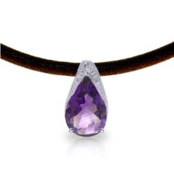 14K White Gold 6.0ct Amethyst & Diamond Necklace