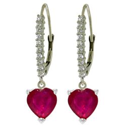 14k WG 2.90ct Ruby Heart & Diamond Earrings