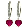 Image 1 : 14k WG 2.90ct Ruby Heart & Diamond Earrings
