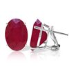Image 1 : 14k White Gold 15.0ct Ruby French Clip Earrings