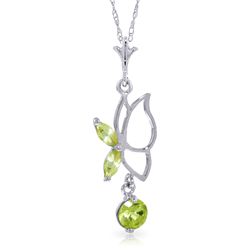 14k White Gold Peridot Butterfly Necklace