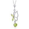 Image 1 : 14k White Gold Peridot Butterfly Necklace
