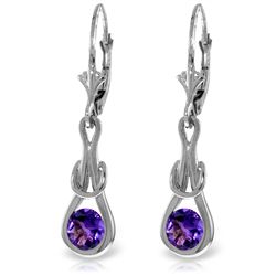 14k White Gold 1.30ct Amethyst Eternity Earrings